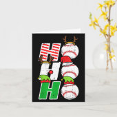 Ho Ho Baseball Elf Candy Cane Funny Christmas Srt Kaart (Gele Bloem)