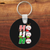 Ho Ho Baseball Elf Candy Cane Funny Christmas Srt Sleutelhanger (Voorkant)