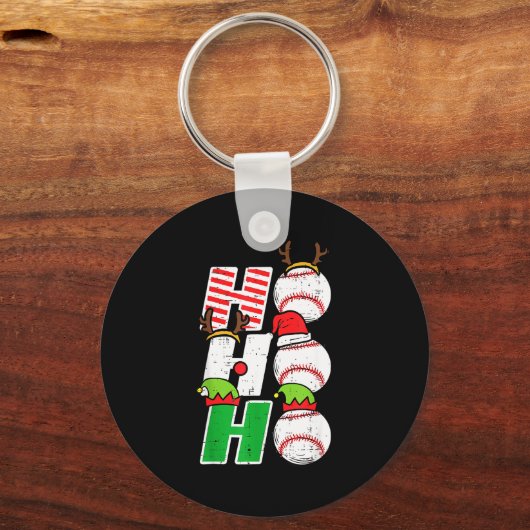 Ho Ho Baseball Elf Candy Cane Funny Christmas Srt Sleutelhanger (Voorkant)
