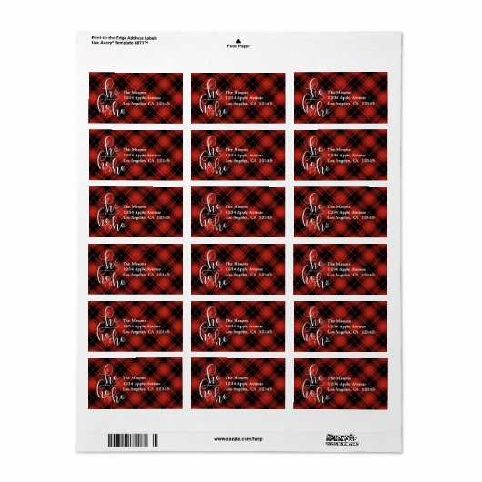 Ho Ho Buffalo Plaid Etiket (Full Sheet)