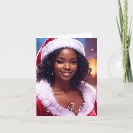 HO HO - Carte de voeux de Noël pliée (Devant)