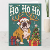 Ho Ho Engelse Bulldog Kerst Kaart (Voorkant)