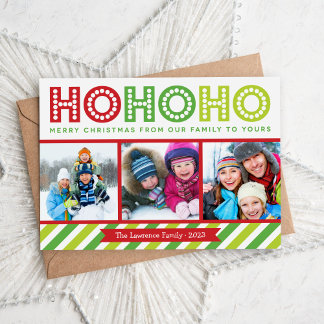 Ho Ho Foto Collage Modern Holiday Card Feestdagenkaart