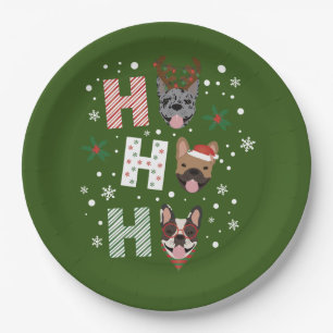 Ho Ho Franse Bulldog Vrolijk Kerstfeest Papieren Bordje