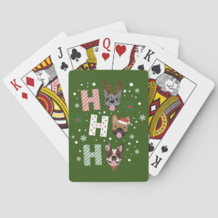 Ho Ho Franse Bulldog Vrolijk Kerstfeest Pokerkaarten