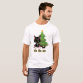 HO HO GEEN Kerstmis Kat T-shirt (Voorkant volledig)