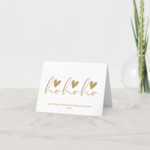Ho Ho Gold Script Hearts Kerstmis Feestdagen Kaart