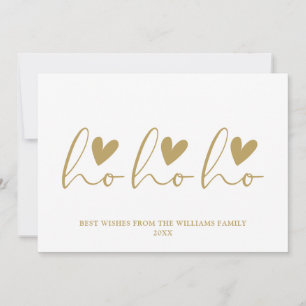 Ho Ho Gold Script Hearts Kerstmis Feestdagenkaart