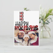 HO HO Grunge Plaid - Carte photo de Noël (Debout devant)