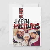 HO HO Grunge Plaid - Carte photo de Noël (Devant)