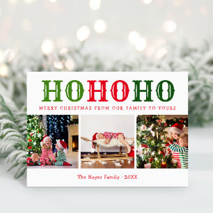 Ho Ho Ho 3 Foto Collage Bewerkbare Kleuren Gevou Feestdagen Kaart