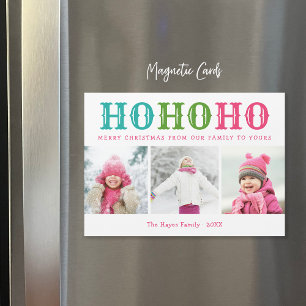 Ho Ho Ho   3 Fotocollage Magnetic Holiday Card