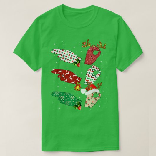 Ho Ho Ho ASL Sign Language Matching Family Pajamas T-shirt (Design voorkant)
