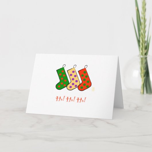 Ho! Ho! Ho! Bas Chaussettes Carte de Noël (Devant)
