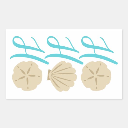 Ho Ho Ho Beach Kerstman en Shell Rechthoekige Sticker (Voorkant)