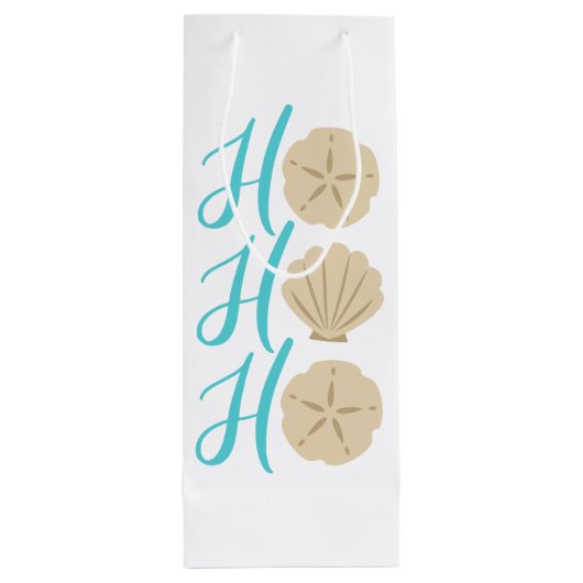 Ho Ho Ho Beach Kerstman en Shell Wijn Cadeautas (Achterkant)