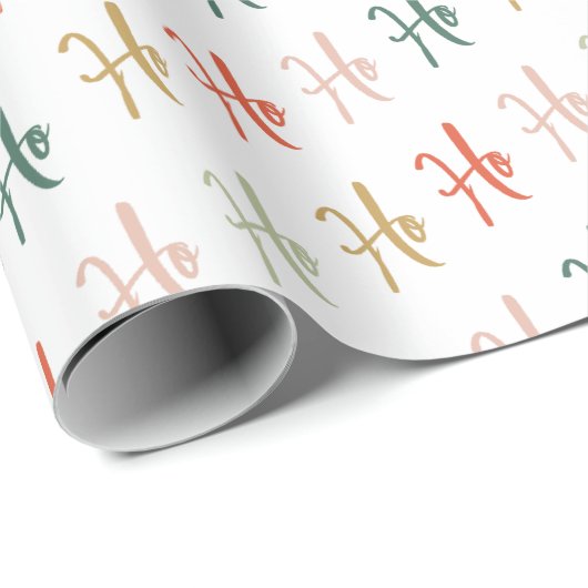 Ho Ho Ho Calligraphy Pattern Christmas Cadeaupapier (Rol Hoek)