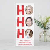 Ho Ho Ho Carte photo de vacances avec support à mo (Debout devant)