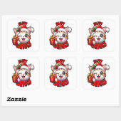 Ho Ho Ho Characters Festive Lettering Vierkante Sticker (Vel)