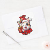 Ho Ho Ho Characters Festive Lettering Vierkante Sticker (Envelop)