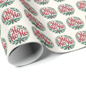 Ho Ho Ho Christmas Wreath Typography Design Cadeaupapier (Rol Hoek)