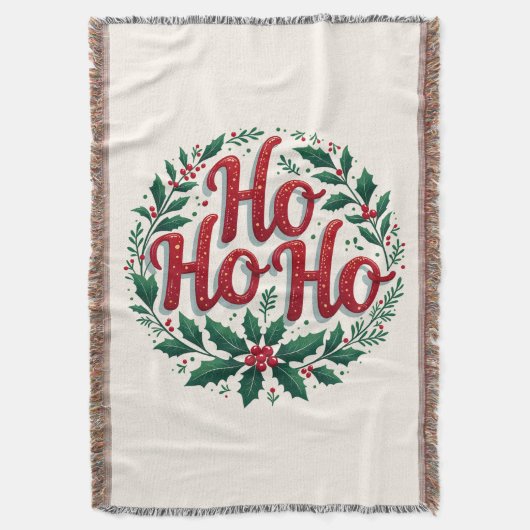 Ho Ho Ho Christmas Wreath Typography Design Deken (Voorkant Verticaal)