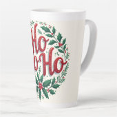 Ho Ho Ho Christmas Wreath Typography Design Latte Mok (Rechterhoek)