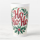 Ho Ho Ho Christmas Wreath Typography Design Latte Mok (Voorkant)