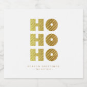 Ho Ho Ho | Eenvoudige feestelijke kerst wit & goud Bier Etiket (Enkel label)