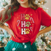 Ho Ho Ho Empreinte de patte T-shirt de Noël