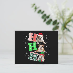 Ho Ho Ho Engelse Bulldog Kerstman Rendier Kerstmis Feestdagenkaart
