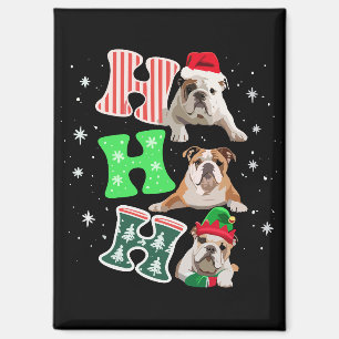 Ho Ho Ho Engelse Bulldog Kerstman Rendier Kerstmis Magneet