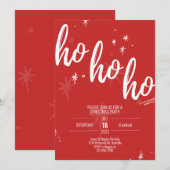 Ho Ho Ho Fête de Noël Invitation Moderne Rouge (Devant / Derrière)