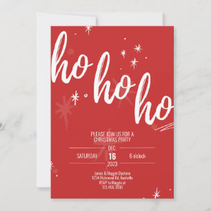 Ho Ho Ho Fête de Noël Invitation Moderne Rouge