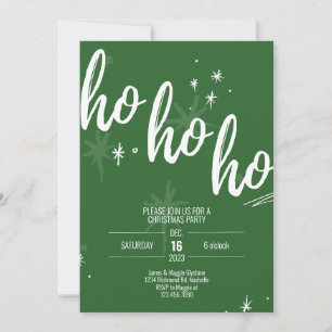 Ho Ho Ho Fête de Noël Invitation Vert moderne