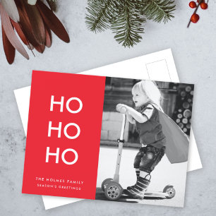 Ho Ho Ho   Foto van Red Xmas - Modern minimalist Feestdagenkaart