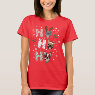 Ho Ho Ho Franse Bulldog Vrolijk Kerstfeest T-shirt