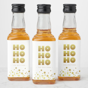 Ho Ho Ho Fun Christmas White & Gold Mini Likeurfles Etiket