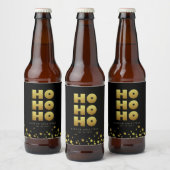 Ho Ho Ho | Fun Christmas Zwart & Goud Bierfles Bier Etiket (Flessen)