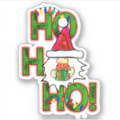 Ho Ho Ho Gnome Père Noël Sticker Kisscut de Noël (Devant)