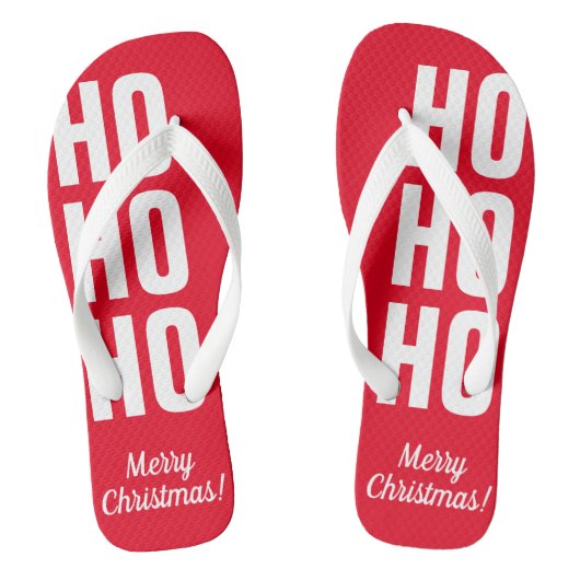 HO HO HO grappig rood tropisch kerststrand Teenslippers (Voetbed)