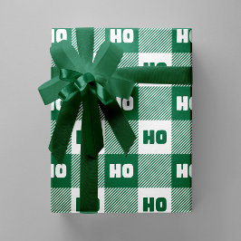 Ho Ho Ho Groen Wit Chic Kerstmis Buffalo Plaid Cadeaupapier