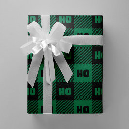 Ho Ho Ho Groen Zwart Chic Kerstmis Buffalo Plaid Cadeaupapier