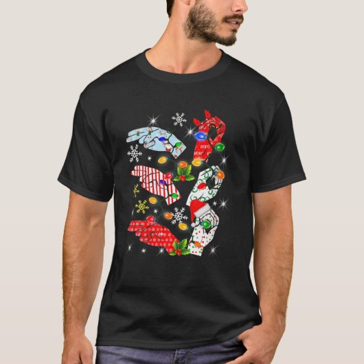 Ho Ho Ho Hand Sign Language Interpreter ASL Xmas C T-shirt (Voorkant)
