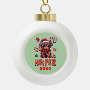 Ho Ho Ho Heifer Keramische Bal Ornament