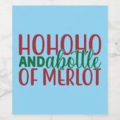 Ho Ho Ho Ho en een fles Merlot Wijn Etiket (Enkel label)