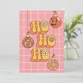 Ho Ho Ho Ho - Groovy Kerstfeest Feestdagenkaart (Staand voorkant)
