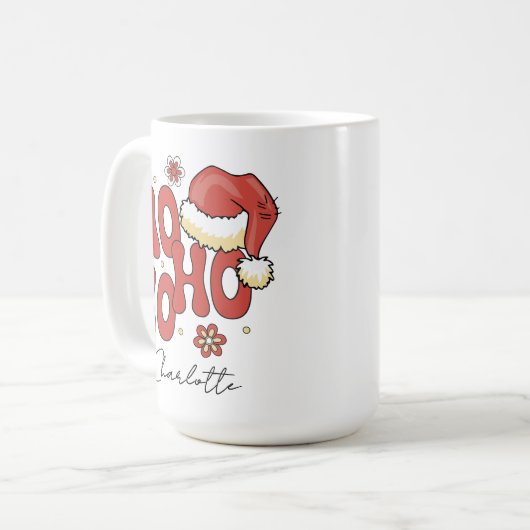 Ho ho ho ho mok, Vrolijke kerst mok, kerstcadeau Koffiemok (Voorkant links)