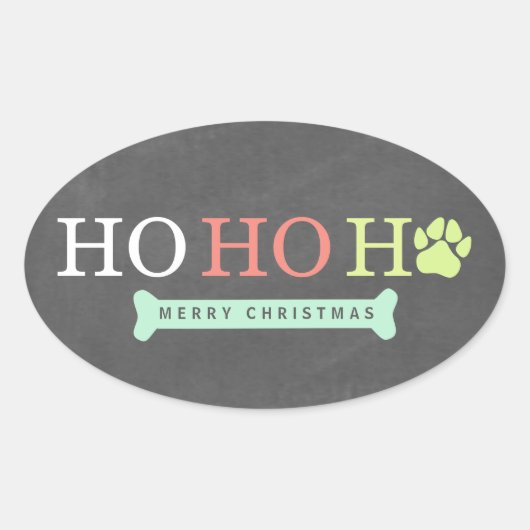 Ho Ho Ho Ho Paw Paw Print Kerstmis - Multi Ovale Sticker (Voorkant)