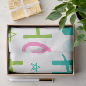 Ho Ho Ho Ho Stars Pastel Blauw Groen Roze Kerst Tissuepapier (Geschenk)
